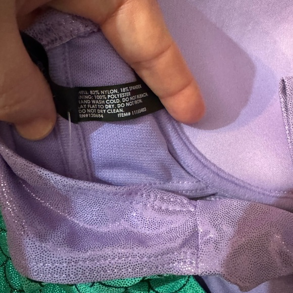 Disney Purple and Green Mermaid One Piece Swimsuit - Picture 4 of 4
